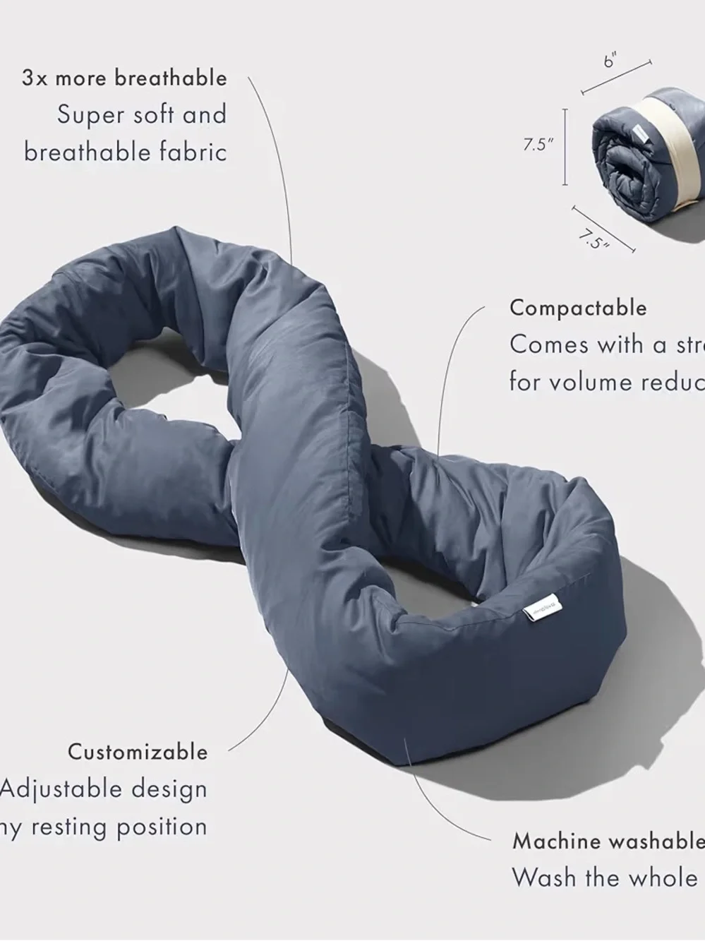 Infinity Pillow Travel Neck Pillow Versatile Soft 360Support Scarf Midnight Grey